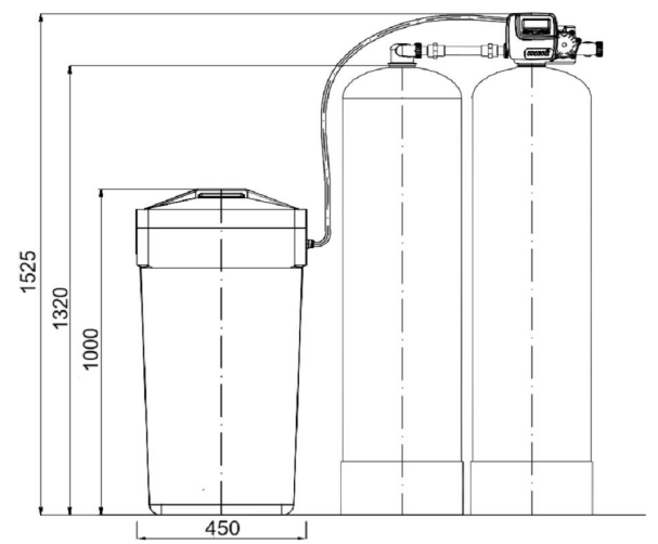 Ecosoft 12x52 TWIN water softener with 1” CE valve