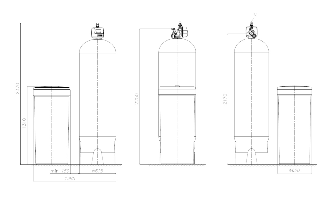 Softener assy w/o resin 24x72. 1.5" CE valve