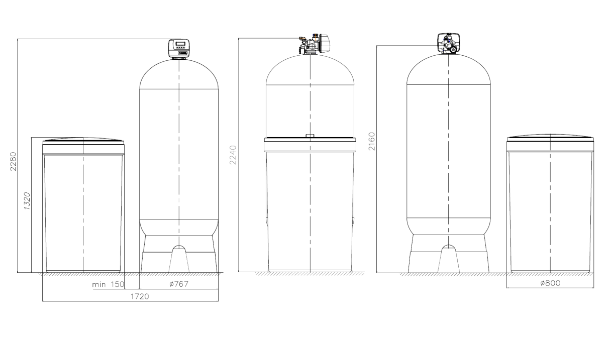 Softener assy w/o media 30x72. 1.5" CE valve