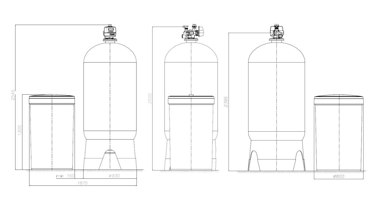 Softener assy w/o media 36x72. 2" CE valve