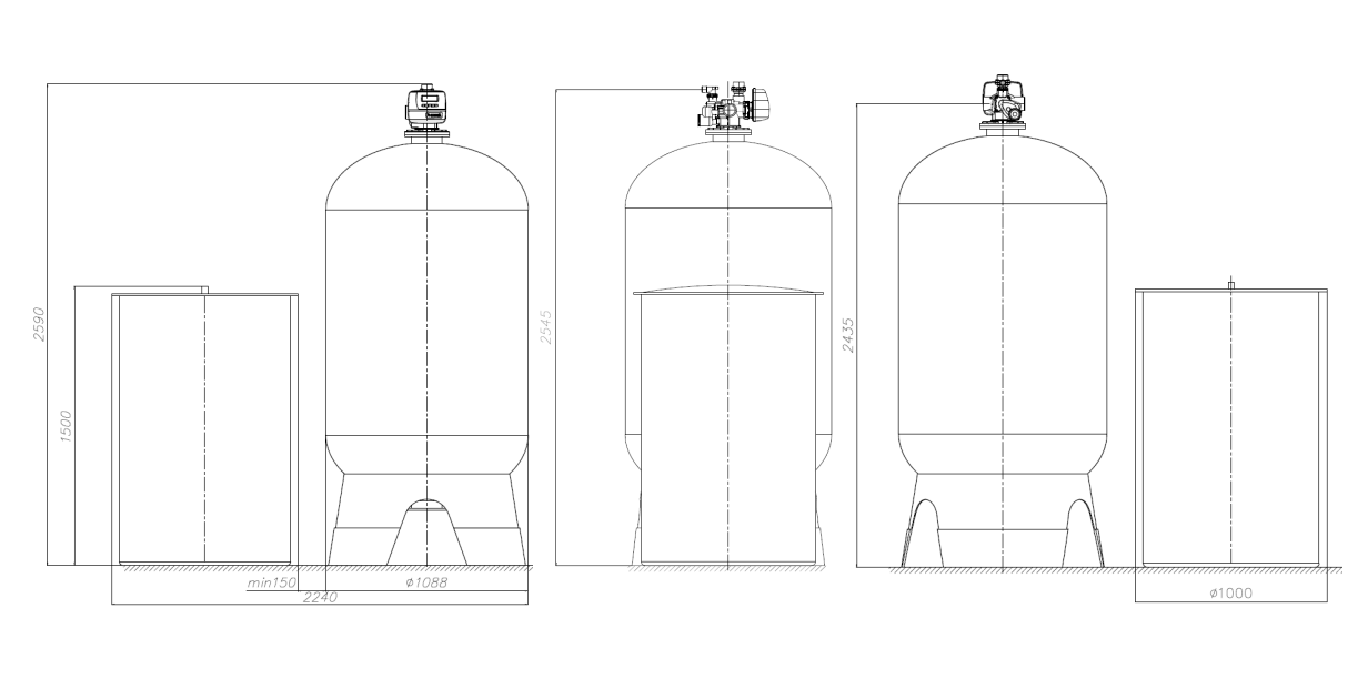 Softener assy w/o media 42x72. 2" CE valve