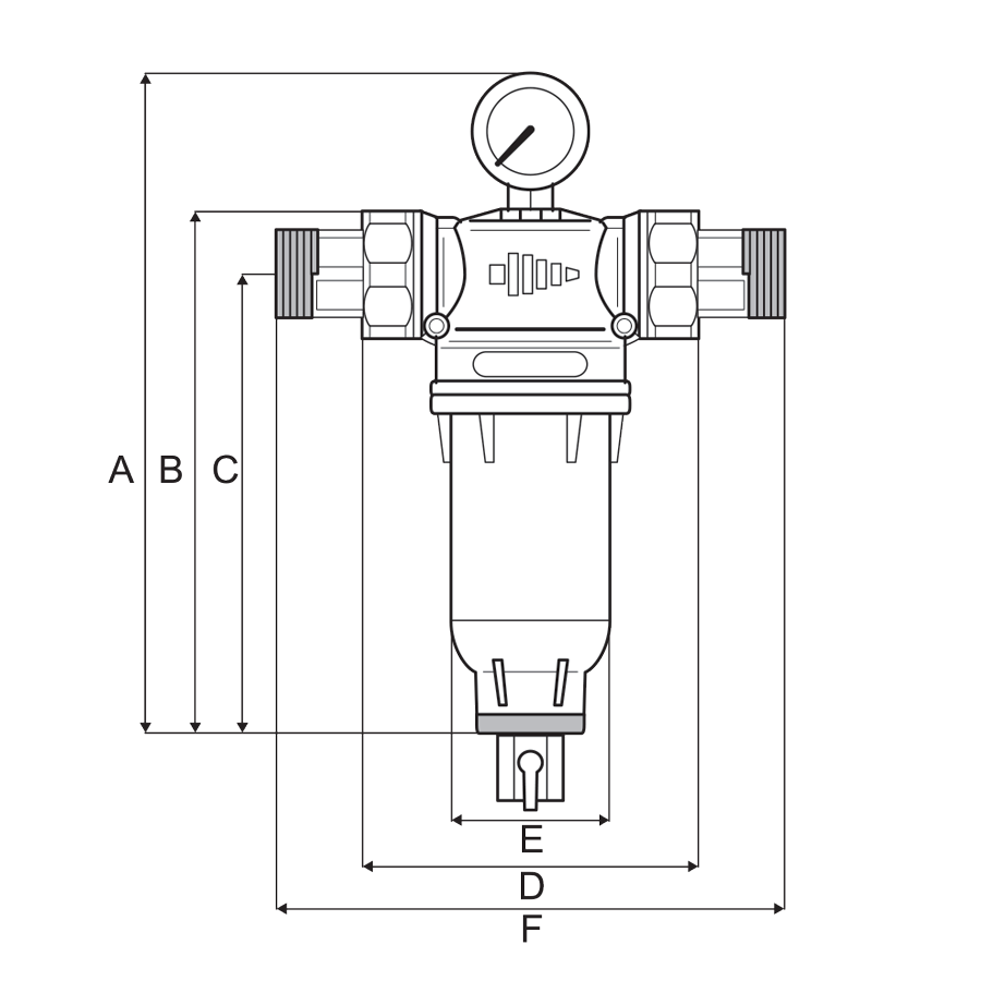 Self-Cleaning SAN Filter with 304 Stainless Steel Mesh Cartridges, ½" F