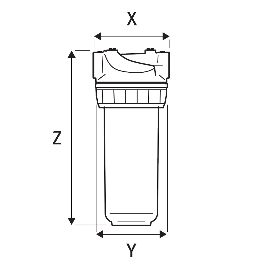 3P INOX housing in natural brass 9 ¾" – ½" F