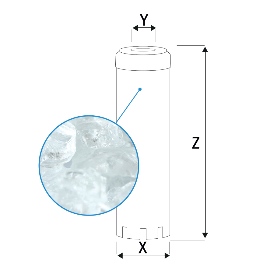 Transparent filter cartridge with polyphosphate 9" ¾