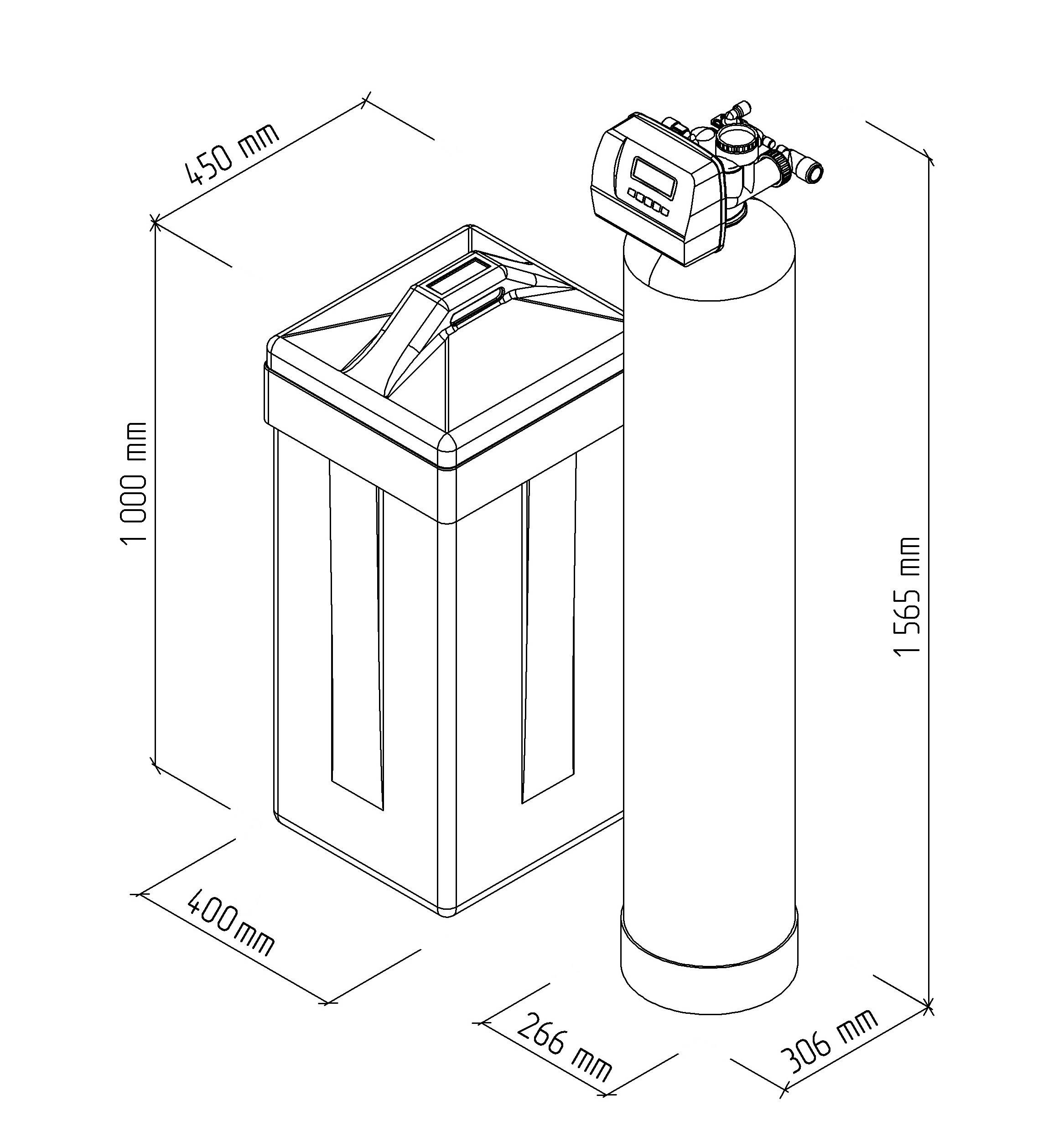 Softener assy w/o resin 10x54. 1" CE valve