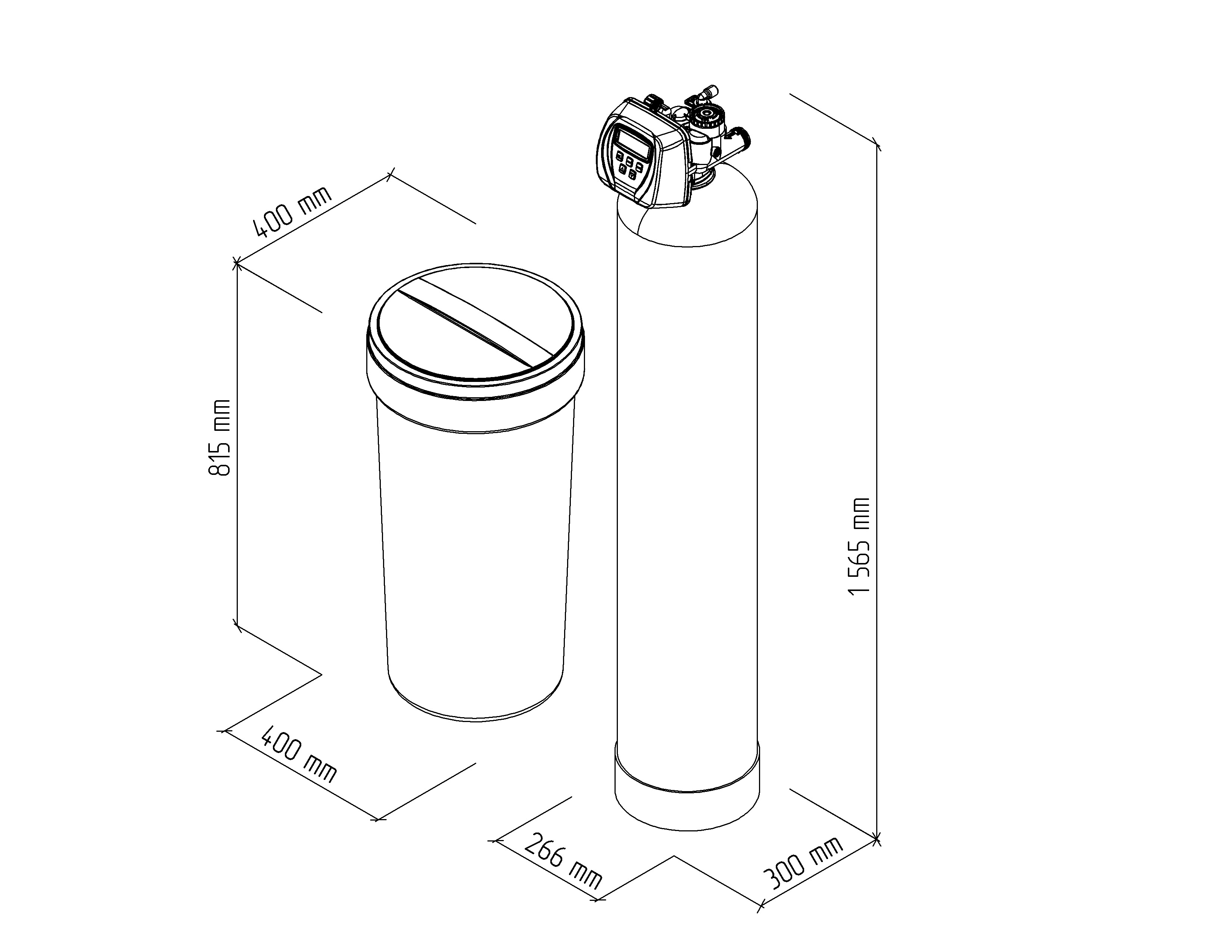 Softener assy w/o resin 10x54. 1" CI valve