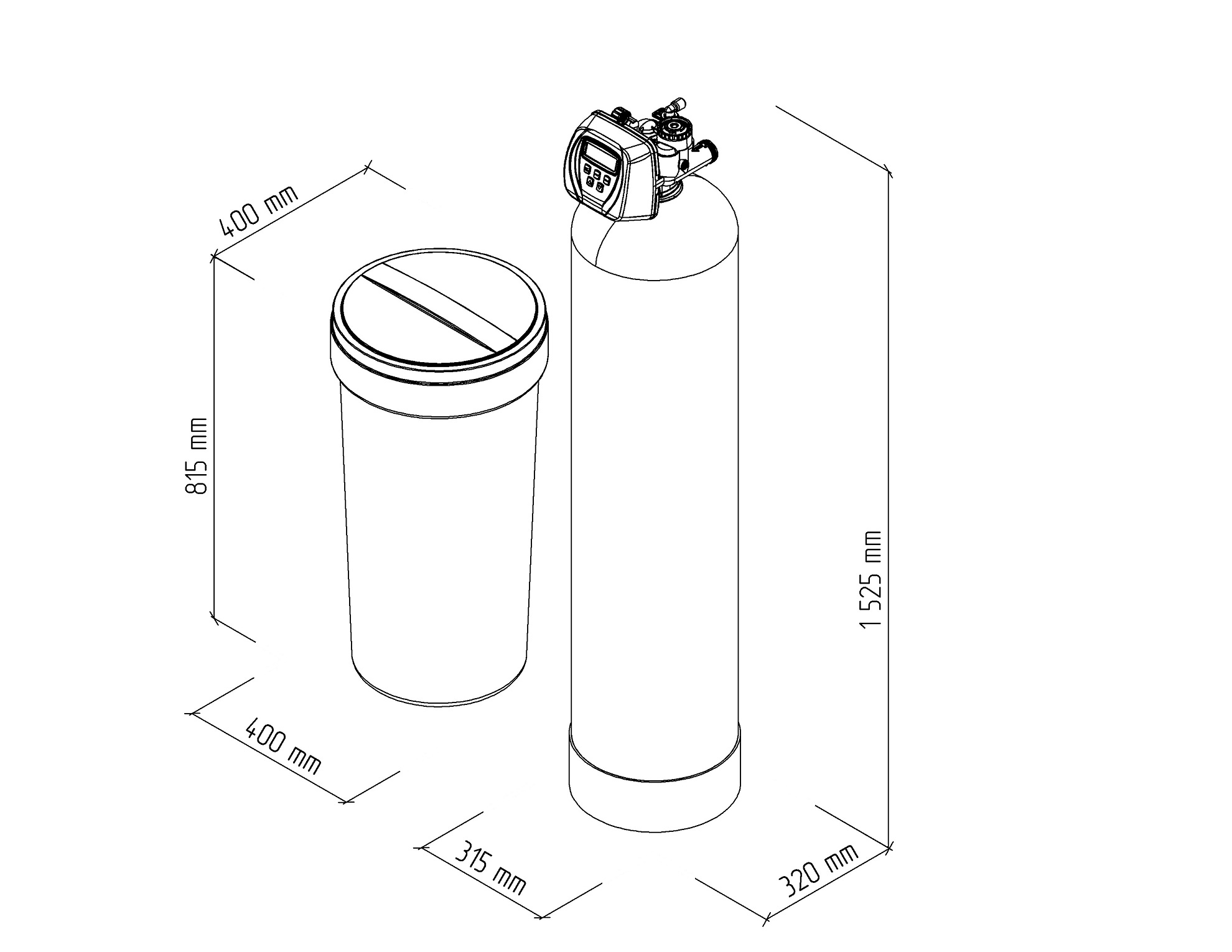 Softener assy w/o resin 12x52. 1" CI valve