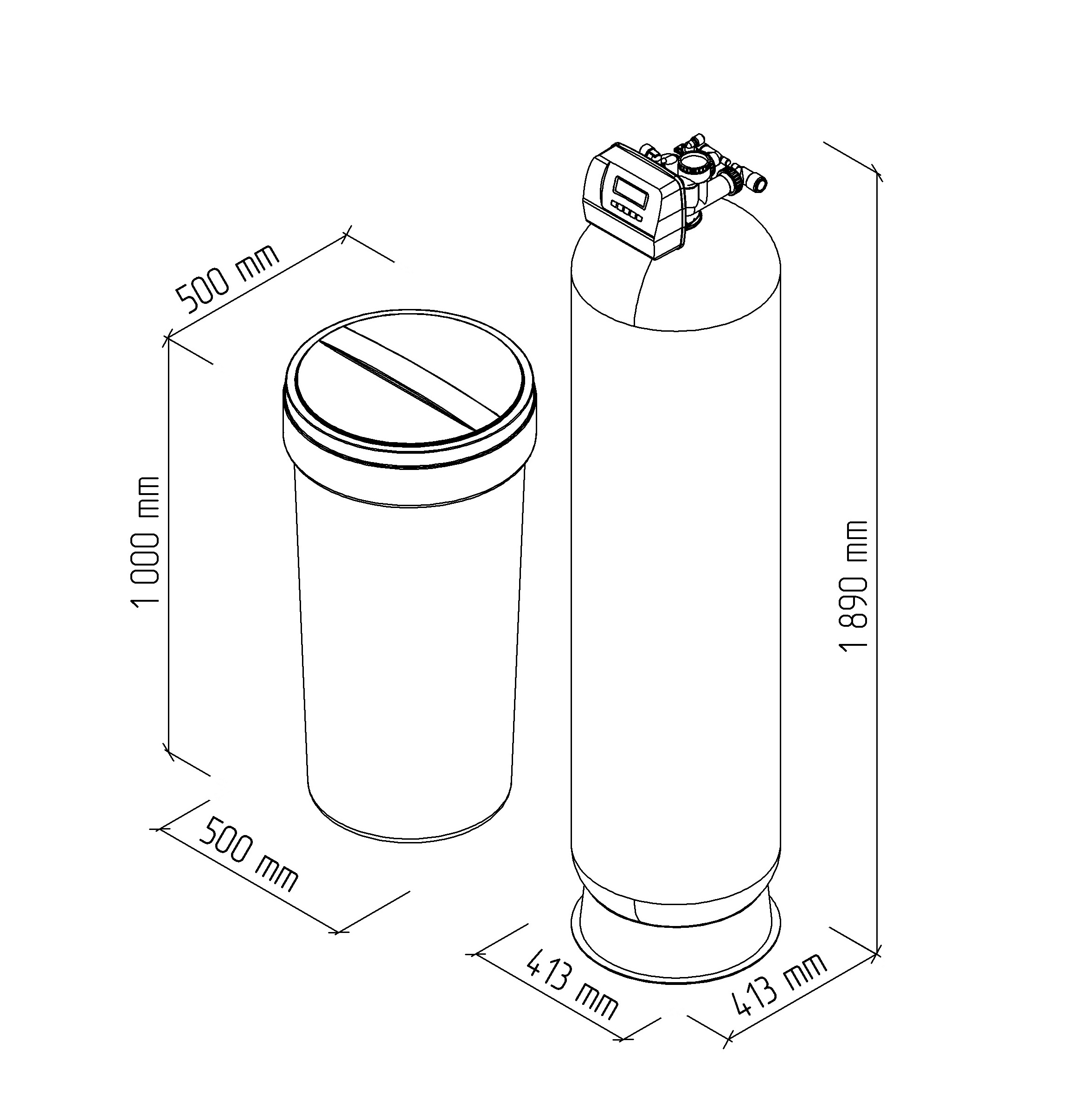 Softener assy w/o resin 16x65. 1" CE valve