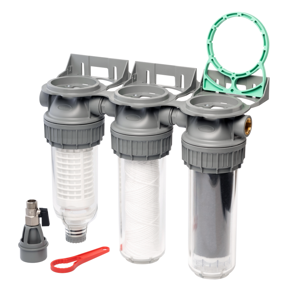 3-stage water filter for well or rain water ¾– ¾"