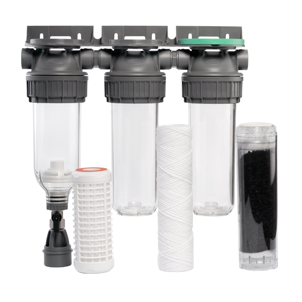 3-stage water filter for well or rain water ¾– ¾"